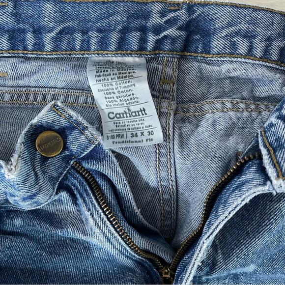 Carhartt Distressed Thrashed Destroyed Bleached traditional fit jeans mens 34 - Picture 11 of 11